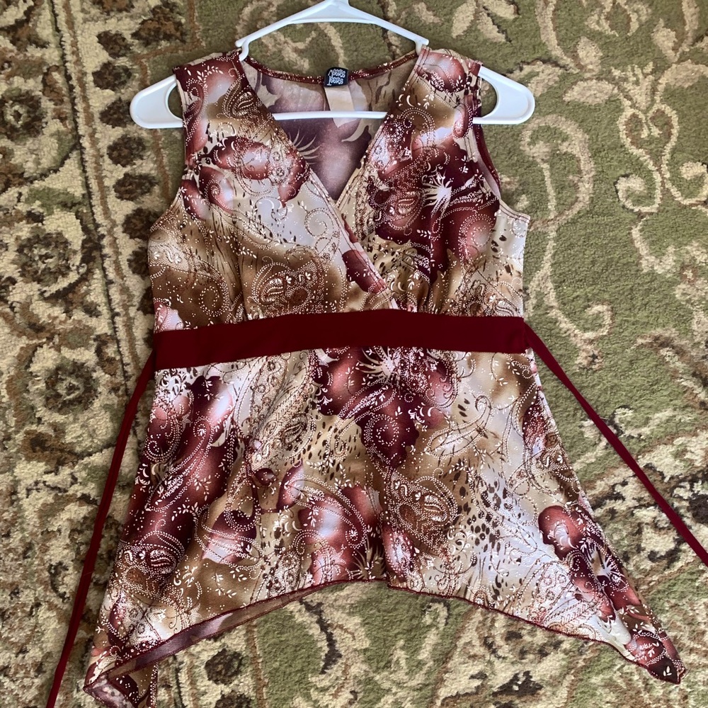 Teenie Weenie Red and Cream V-neck Top